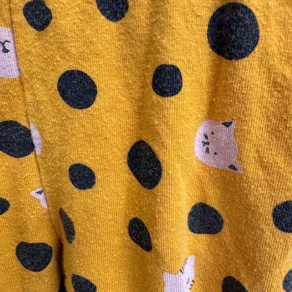 Cat & Jack 2T Girls Yellow Stretchy Leggings with Pink Cat Print - Picture 2 of 5